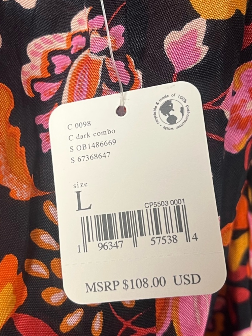New Free People Women's Black Pixie Cross Back Floral Print Tunic Top Size large - Picture 7 of 12